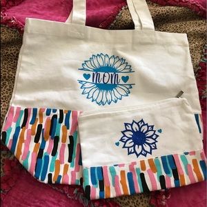 Canvas tote and makeup bag
